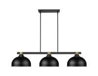 Three Light Billiard by Z-Lite - Bronte Collection, Matte Black + Rubbed Brass Finish - 1955-3MB-RB-D13MB