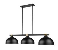 Three Light Billiard by Z-Lite - Bronte Collection, Matte Black + Rubbed Brass Finish - 1955-3MB-RB-D13MB