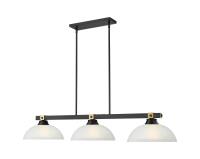 Three Light Billiard by Z-Lite - Bronte Collection, Matte Black + Rubbed Brass Finish - 1955-3MB-RB-DWL14