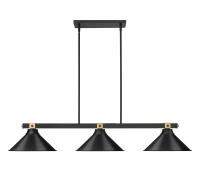 Three Light Billiard by Z-Lite - Bronte Collection, Matte Black + Rubbed Brass Finish - 1955-3MB-RB-MB15
