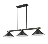 Three Light Billiard by Z-Lite - Bronte Collection, Matte Black + Rubbed Brass Finish - 1955-3MB-RB-MB15