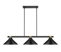Three Light Billiard by Z-Lite - Bronte Collection, Matte Black + Rubbed Brass Finish - 1955-3MB-RB-MMB