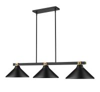 Three Light Billiard by Z-Lite - Bronte Collection, Matte Black + Rubbed Brass Finish - 1955-3MB-RB-MMB