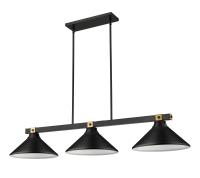 Three Light Billiard by Z-Lite - Bronte Collection, Matte Black + Rubbed Brass Finish - 1955-3MB-RB-MMB