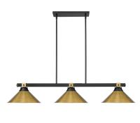 Three Light Billiard by Z-Lite - Bronte Collection, Matte Black + Rubbed Brass Finish - 1955-3MB-RB-RB15