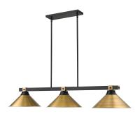 Three Light Billiard by Z-Lite - Bronte Collection, Matte Black + Rubbed Brass Finish - 1955-3MB-RB-RB15