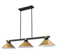 Three Light Billiard by Z-Lite - Bronte Collection, Matte Black + Rubbed Brass Finish - 1955-3MB-RB-RB15
