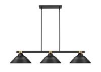 Three Light Billiard by Z-Lite - Bronte Collection, Matte Black + Rubbed Brass Finish - 1955-3MB-RB-SMB