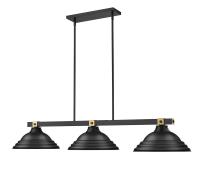 Three Light Billiard by Z-Lite - Bronte Collection, Matte Black + Rubbed Brass Finish - 1955-3MB-RB-SMB