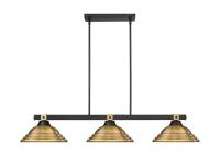 Three Light Billiard by Z-Lite - Bronte Collection, Matte Black + Rubbed Brass Finish - 1955-3MB-RB-SRB