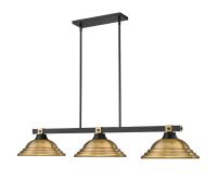 Three Light Billiard by Z-Lite - Bronte Collection, Matte Black + Rubbed Brass Finish - 1955-3MB-RB-SRB