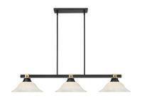 Three Light Billiard by Z-Lite - Bronte Collection, Matte Black + Rubbed Brass Finish - 1955-3MB-RB-WM16