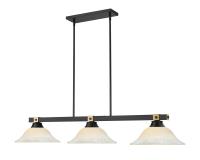 Three Light Billiard by Z-Lite - Bronte Collection, Matte Black + Rubbed Brass Finish - 1955-3MB-RB-WM16