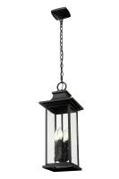 Four Light Outdoor Chain Mount Ceiling Fixture by Z-Lite - Tiberius Collection, Black Finish - 5017CHB-BK