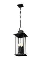 Four Light Outdoor Chain Mount Ceiling Fixture by Z-Lite - Tiberius Collection, Black Finish - 5017CHB-BK