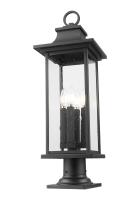 Four Light Outdoor Pier Mounted Fixture by Z-Lite - Tiberius Collection, Black Finish - 5017PHBR-533PM-BK