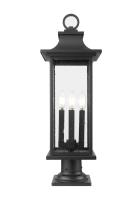 Four Light Outdoor Pier Mounted Fixture by Z-Lite - Tiberius Collection, Black Finish - 5017PHBR-533PM-BK