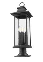 Four Light Outdoor Pier Mounted Fixture by Z-Lite - Tiberius Collection, Black Finish - 5017PHBR-533PM-BK