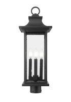 Four Light Outdoor Post Mount Fixture by Z-Lite - Tiberius Collection, Black Finish - 5017PHBR-BK