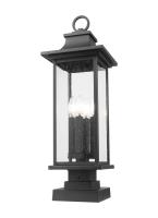 Four Light Outdoor Pier Mounted Fixture by Z-Lite - Tiberius Collection, Black Finish - 5017PHBS-SQPM-BK
