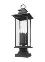 Four Light Outdoor Pier Mounted Fixture by Z-Lite - Tiberius Collection, Black Finish - 5017PHBS-SQPM-BK