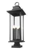Six Light Outdoor Pier Mounted Fixture by Z-Lite - Tiberius Collection, Black Finish - 5017PHXLS-SQPM-BK
