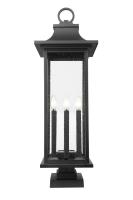 Six Light Outdoor Pier Mounted Fixture by Z-Lite - Tiberius Collection, Black Finish - 5017PHXLS-SQPM-BK