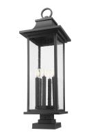 Six Light Outdoor Pier Mounted Fixture by Z-Lite - Tiberius Collection, Black Finish - 5017PHXLS-SQPM-BK