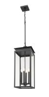 Four Light Outdoor Chain Mount Ceiling Fixture by Z-Lite - Nova Collection, Black Finish - 5018CHB-BK