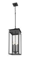 Four Light Outdoor Chain Mount Ceiling Fixture by Z-Lite - Nova Collection, Black Finish - 5018CHB-BK