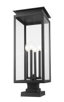 Four Light Outdoor Pier Mounted Fixture by Z-Lite - Nova Collection, Black Finish - 5018PHBS-SQPM-BK