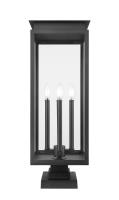 Four Light Outdoor Pier Mounted Fixture by Z-Lite - Nova Collection, Black Finish - 5018PHBS-SQPM-BK