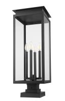 Four Light Outdoor Pier Mounted Fixture by Z-Lite - Nova Collection, Black Finish - 5018PHBS-SQPM-BK
