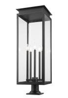 Five Light Outdoor Pier Mounted Fixture by Z-Lite - Nova Collection, Black Finish - 5018PHXLR-533PM-BK