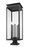 Five Light Outdoor Pier Mounted Fixture by Z-Lite - Nova Collection, Black Finish - 5018PHXLS-SQPM-BK