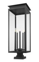 Five Light Outdoor Pier Mounted Fixture by Z-Lite - Nova Collection, Black Finish - 5018PHXLS-SQPM-BK