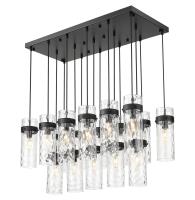17 Light Linear Chandelier by Z-Lite - Fontaine Collection, Matte Black Finish - 7002P5-17L-MB