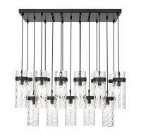 17 Light Linear Chandelier by Z-Lite - Fontaine Collection, Matte Black Finish - 7002P5-17L-MB