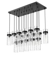 17 Light Linear Chandelier by Z-Lite - Fontaine Collection, Matte Black Finish - 7002P5-17L-MB