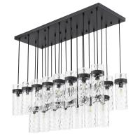 23 Light Linear Chandelier by Z-Lite - Fontaine Collection, Matte Black Finish - 7002P5-23L-MB