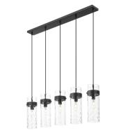 Five Light Linear Chandelier by Z-Lite - Fontaine Collection, Matte Black Finish - 7002P5-5L-MB