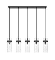 Five Light Linear Chandelier by Z-Lite - Fontaine Collection, Matte Black Finish - 7002P5-5L-MB