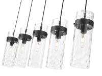 Five Light Linear Chandelier by Z-Lite - Fontaine Collection, Matte Black Finish - 7002P5-5L-MB