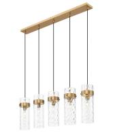 Five Light Linear Chandelier by Z-Lite - Fontaine Collection, Rubbed Brass Finish - 7002P5-5L-RB