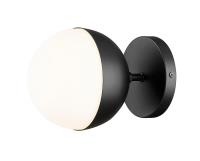 One Light Wall Sconce by Z-Lite - Realm Sphere Collection, Matte Black Finish - 7517-1S-MB