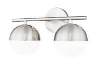 Two Light Vanity by Z-Lite - Realm Sphere Collection, Brushed Nickel Finish - 7517-2V-BN