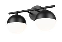 Two Light Vanity by Z-Lite - Realm Sphere Collection, Matte Black Finish - 7517-2V-MB
