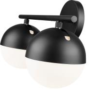 Two Light Vanity by Z-Lite - Realm Sphere Collection, Matte Black Finish - 7517-2V-MB