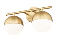 Two Light Vanity by Z-Lite - Realm Sphere Collection, Modern Gold Finish - 7517-2V-MGLD