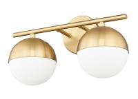 Two Light Vanity by Z-Lite - Realm Sphere Collection, Modern Gold Finish - 7517-2V-MGLD